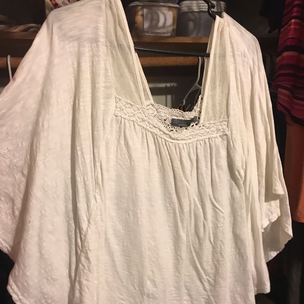 Prana White boho style flowy shirt size small